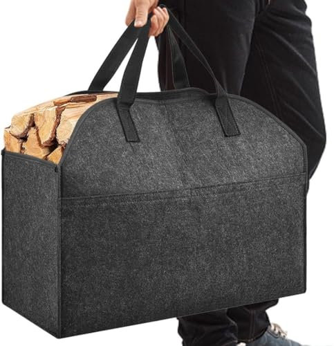 Uni-Fine Holzkorb Filztasche, Korb Aus Brennholz Mit Griff, Extra Dicker Filzkorb, Er Kann Auch Als Aufbewahrungskorb Für Einkäufe Und Zeitungen Verwendet Werden