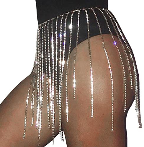 Maxtonser Fransen Gürtel Rock Gürtel Kristall Gürtel Bauchtanz Gürtel Kette Körperkette Silber