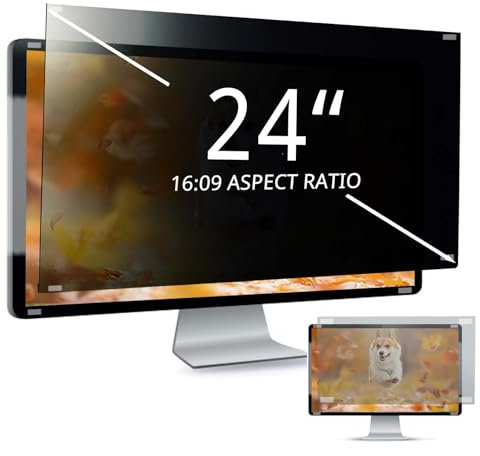 EliWhale Computer Privacy Screen Filter, 24 Inch 16:9 Removable Monitor Screen Privacy Screen Protector, HD Anti-Blue Light & Anti-Glare Screen Protector, Width X Height Is 20.9X 11.8(531mm X 299mm)