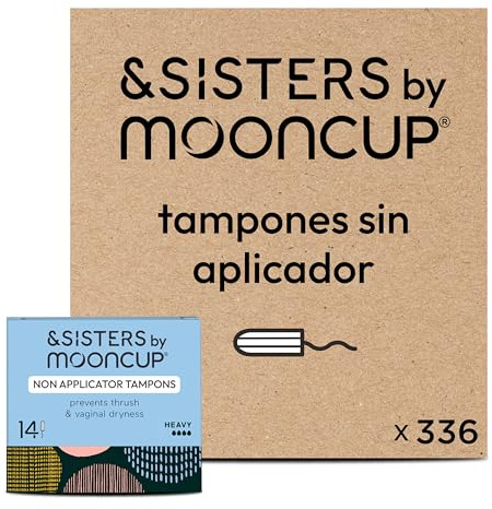 &SISTERS® by Mooncup Assorbenti interni Heavy/Super Flow Plus senza applicatore, 100% cotone biologico, 336 assorbenti interni