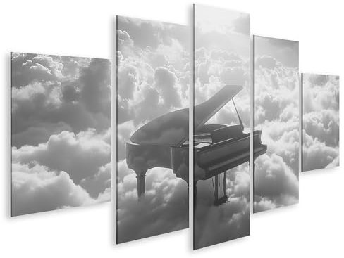 islandburner Bild auf Leinwand Klavier im Himmel unter Wolken und Sonnenlicht Bilder Wandbilder Poster