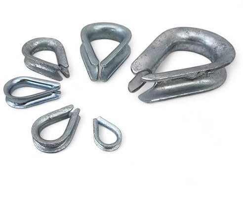 Pack of 10 8mm Wire Rope Cable Lug Thimbles Steel U Clamps Cable Clips Wiring Eye - Thimble