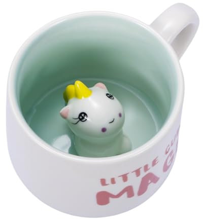 Tasse licorne 3D - Tasse à café - Avec licorne mignonne à l'intérieur - Cadeaux licorne pour filles - Tasse amusante - Tasse unique faite à la main - Tasse à thé mignonne - Cadeau (bleu)