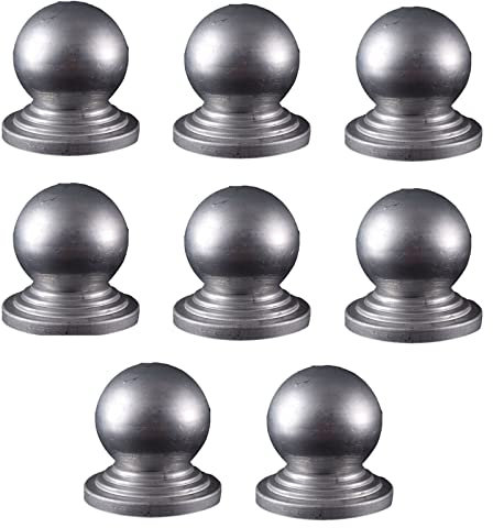 IEOWY 8 X Post Decking Cap, Metal Fence Post Caps Galvanised Silver Fence Post Caps Galvanised Waterproof Metal Garden Decking Fence Ball Post Cap Decorative Piling Caps,75x75mm