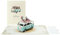 Cavoado® 3D Pop-Up Karte Hochzeit 20cm x 15cm XL Card– Just Married Retro Camping Van – Hochzeitskarte mit Bus-Motiv, Geschenkkarte mit Umschlag