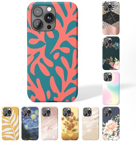 Tirita Personalised Phone Case for iPhone 15 – Hard Case or Cover With Custom Name or Initials – Cute Personalised Gift for Women or Girls [06. Matisse Coral Red]