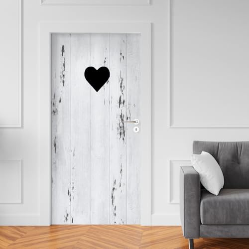 Stickers Porte Coeur Noir Autocollants de Décoratio Poster pour Porte Papier Peint PVC Auto Adhésif Habillage Porte Interieure Chambre Placard Imperméable 95x215cm