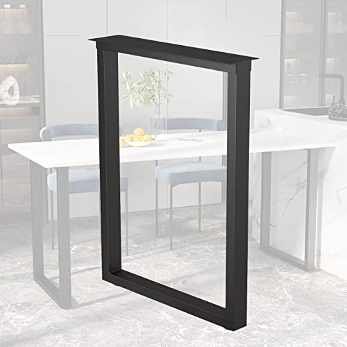 XMDEUR Pieds de table modernes en métal industriel carré robuste en fer pour table de salle à manger, pieds de table décoratifs rustiques pour table de chevet, table basse, commode, finition noire