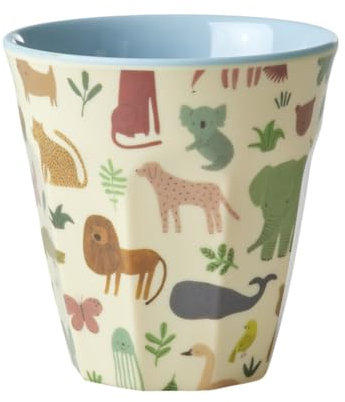 ReWu Rice Melamin Becher Medium - Dschungel Motiv Blau - Kinderbecher Campingbecher Campinggeschirr Trinkbecher Melamingeschirr Bruchsicher BPA-frei 250ml