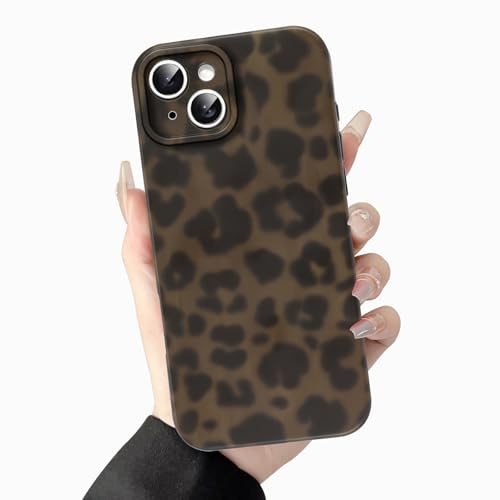 Coiwxmoi Leopard Handyhülle für iPhone 14 Hülle, Klassisch Aesthetic Leoparden Muster Frauen Mädchen TPU Silikon Case Anti-Drop Stoßfest Kratzfes Schutzhülle Bumper Cover, Grün Bernstein