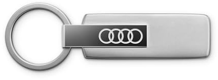 Audi 3182501800 Schlüsselanhänger Edelstahl Schlüsselring Keyring, mit Audi Ringe Emblem, silber