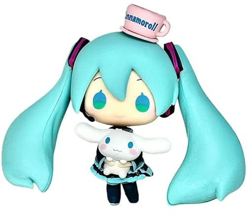 REOZIGN Hatsune Figur, Kopfhörer mit großen Ohren, Version Q Anime, Hatsune, 10 cm, aus PVC, Cosplay, Souvenirs für Anime-Fans, Geschenke (a)