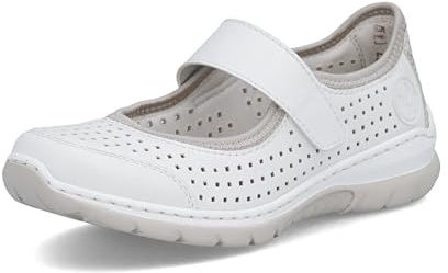 Rieker Damen Klassische Ballerinas L32B5, Frauen Flats,Halbschuhe,Sommerschuhe,Slipper,Slip-ons,Ballerina-Schuhe,flach,Weiss (82),37 EU / 4 UK