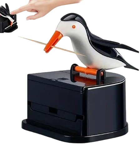 Obelunrp Vogel-Zahnstocherspender, intelligenter Push-Vogel-Zahnstocherhalter, einfach herauszunehmender automatischer Zahnstocherhalter für Restaurants, Cafeteria und Zuhause, Dekoration des Hauses