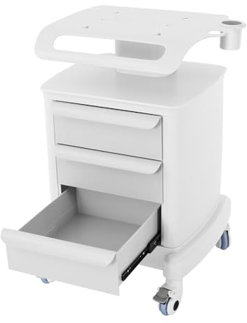 Friseurwagen, Kosmetikwagen Auf Rollen & 3 Schubladen, 51x47x77cm, Schminktisch Organizer für Schönheitsinstrument Und Medizinische Zwecke