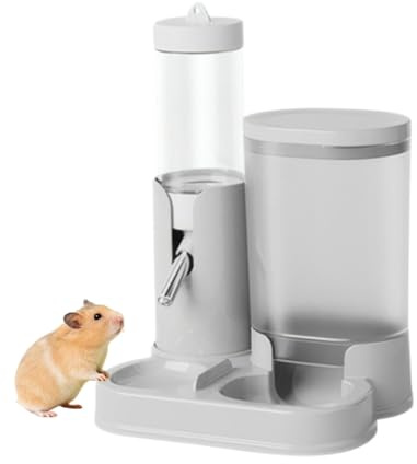 Alimentador para hámsters – Botella de agua para hámster con soporte automático | Bebedor antigoteo para animales pequeños con comida para jerbos y erizos enanos – Para pequeños animales y hámsters