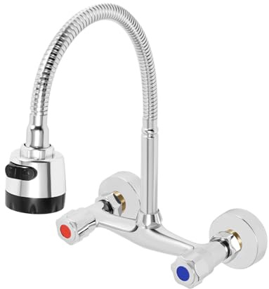 Kitchen Faucet, Sink Mixer Taps Swivel Spout Dual Lever 2 Hole Faucet Fast Instant, Mounted Mixer G 1/2 Interface for Homes, Kitchens, bathrooms, Shopping malls, Offices