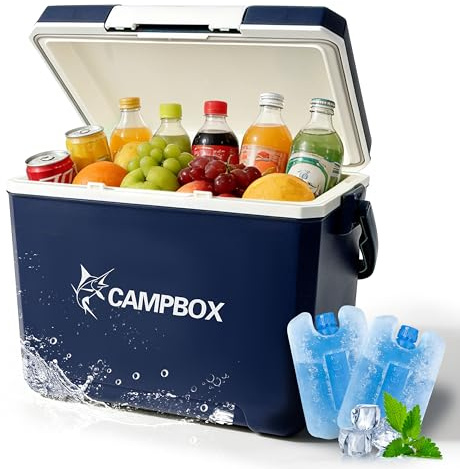 JONRRYIN Frigorifero Passivo 24 L, Frigo Portatile Mantiene il Freddo Fino a 12h, Borsa Frigo Rigida con 2 Tavolette di Ghiaccio, Borsa Termica per Campeggio, Spiaggia, Picnic, Escursioni