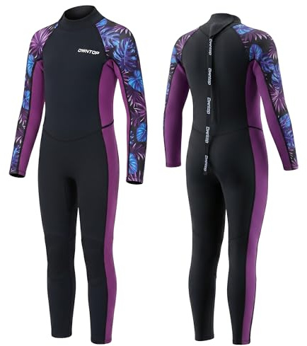 Owntop Muta per bambini da 2,5 mm, in neoprene, con cerniera posteriore, per sport acquatici, viola 16, 160-170 cm, 55-62 kg, 16-170 cm