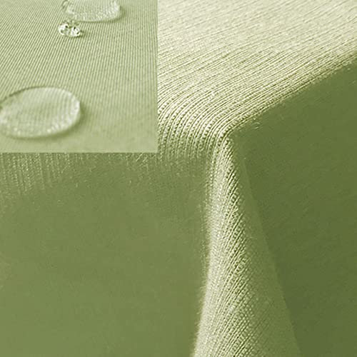 JEMIDI Tischdecke 130x220cm wasserabweisend - Outdoor Gartentischdecke abwaschbar quadratisch - Tischtuch mit Fleckenschutz Leinenlook - Hellgrün