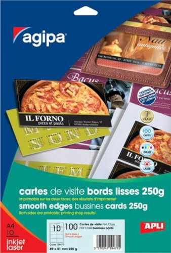 APLI 119471 100 Visitenkarten First Class, 89 x 51 mm, 250 g, weiß