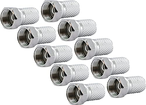SCHWAIGER FST7510 241 F-Stecker 10-er Set F-Aufdrehstecker für SAT-Kabel Koaxialkabel Antennenkabel Zubehör Ø 7,5 mm silber