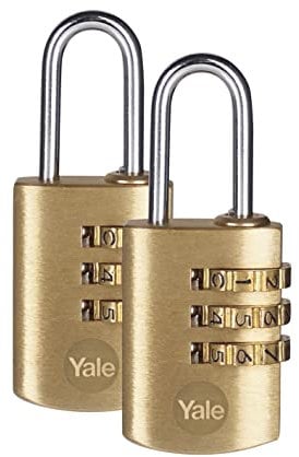 Yale Y150/22/120/2 Lot de 2 cadenas à combinaison 3 chiffres en laiton 22 mm
