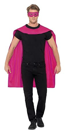 Smiffys Cape, Rose, avec masque pour les yeux