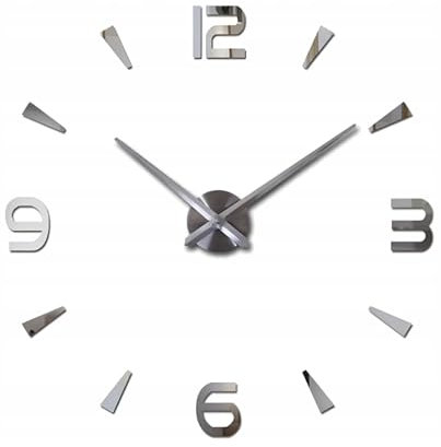 HUKITECH XXL Silber Wanduhr (∅ 100 cm) individuell gestaltbar & selbstklebend - Deko Wanddeko Wandtattoo Tattoo Tapete Aufkleber Wandaufkleber Timer