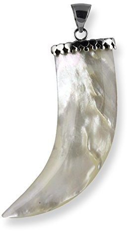 Island Piercings Edler 925er Silber und Perlmutt Anhänger Kettenanhänger Zahn Design PS561