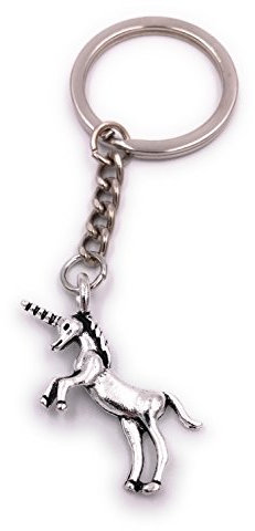 H-Customs Einhorn springend Schlüsselanhänger Anhänger Silber aus Metall