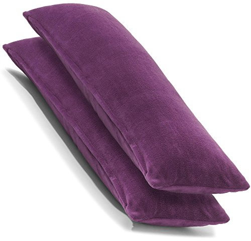 CelinaTex 2er Set Kissenbezug 40x145 cm Doppelpack Coral Fleece Kissenhülle, Seitenschläferkissen Bezug Stillkissenhülle Comfortable lila 5001369