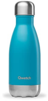 Qwetch - Bouteille Isotherme Bleu 260ml - Gourde Nomade Inox - 24h Froid et 12h Chaud - Etanche, Sans BPA & Réutilisable - Gourde isotherme pour Sport, Voyage, Bureau, Randonnée