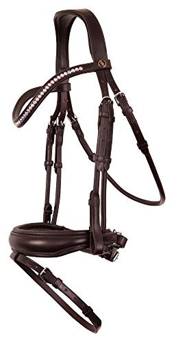 BR Trensenzaum mit Swarovski-Steinen, anatomisch geformt, WB, Full, braun, € 159,95