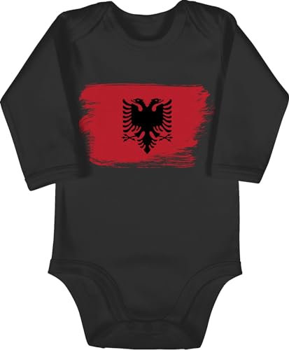 Shirtracer Baby Body langarm Mädchen Junge - 2026 Fussball WM Fanartikel - Albanien Albanija - 6/12 Monate - Schwarz - stadt albania strampler country albaner babybody städte shqiptar ausgefallene