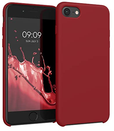kwmobile Case Compatible with Apple iPhone SE (2022) / iPhone SE (2020) / iPhone 8 / iPhone 7 Case - TPU Silicone Phone Cover with Soft Finish - Dark Red
