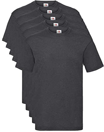 Fruit of the Loom Men's Valueweight 5 Pack T Shirt, Grey (Dark Heather Grey Hd), X-Large Manufacturer Size X-L UK