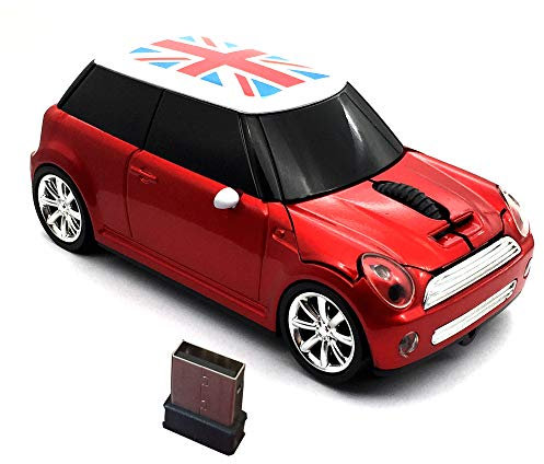 Kamouse Mouse wireless per auto, super carino a forma di auto, mouse ottico per computer, mouse da gioco con mini ricevitore per PC notebook finestra