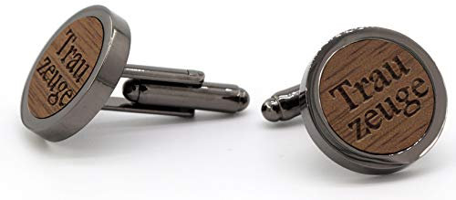 NaturSchatulle Manschettenknöpfe Herren Holz Gravur Trauzeuge 1 Paar Schwarz Manschettenknopf Rund Hochzeit Anzug Männer Cufflinks for Men