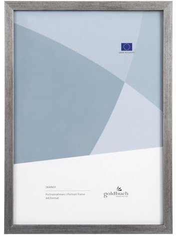 goldbuch Bilderrahmen Skandi DIN A4, Einzelrahmen aus Echt Holz, Portraitrahmen zum Stellen, Holzrahmen mit Wandhalterung, Foto Rahmen, Frame Silber, 90 0496