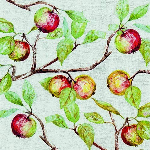 20 Servietten Apfelzweige als Tischdeko mit Obst 33x33cm