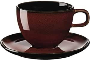 EKM Living ASA Kaffeetasse mit Unterer, rusty red KOLIBRI 0,25 l. 25513250 ! Vorteilsset beinhaltet 2 x den genannten Artikel und Set mit 4 Edelstahl Strohhalme