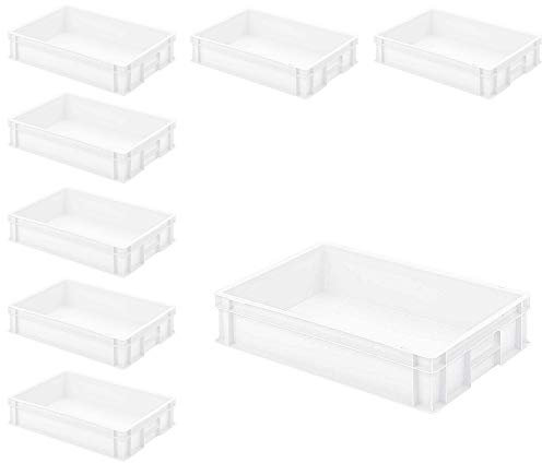BRB 8x Eurobehälter mit 2 Griffleisten, PP, 600x400x120 mm, weiß
