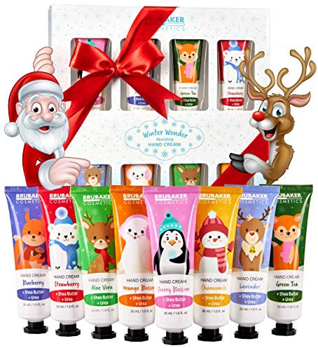 BRUBAKER Cosmetics Handcreme Set Winterwunder - Geschenkset 8-teiliges Pflegeset feuchtigkeitsspendend für trockene Hände - Feuchtigkeitscreme mit Urea und Sheabutter - Pflegecreme Weihnachten