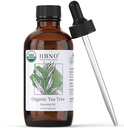 HBNO Organic Tea Tree Oil for Skin 4 fl oz (120ml) - USDA Certified Organic Tea Tree Oil for Hair