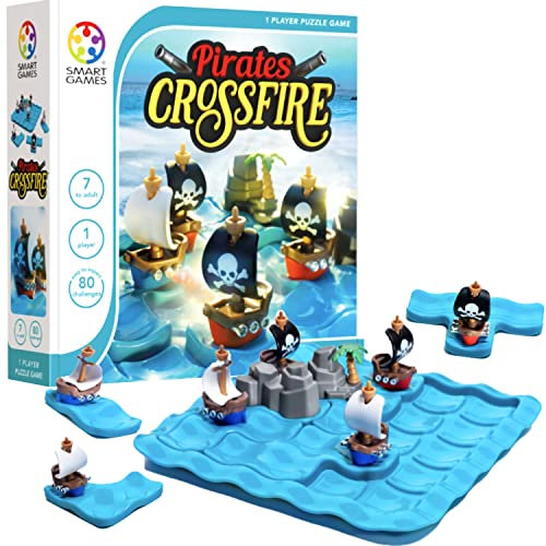 Smart Games - Pirates Crossfire, Puzzle Game with 80 Challenges, 7+ Years,24 x 24 x 6 cm