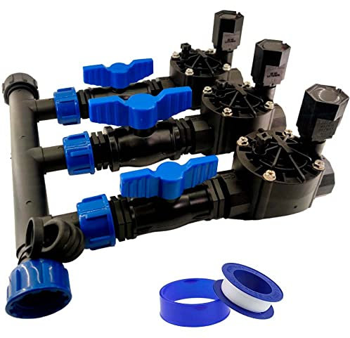 RIEGOPRO Kit Colector de Riego + Electroválvula Rain Bird HV 1 + Válvulas de Mantenimiento + Rollo Teflón. Kit para Sistemas de Riego Automático (Para Programadores Eléctricos (24V), 3 Estaciones)