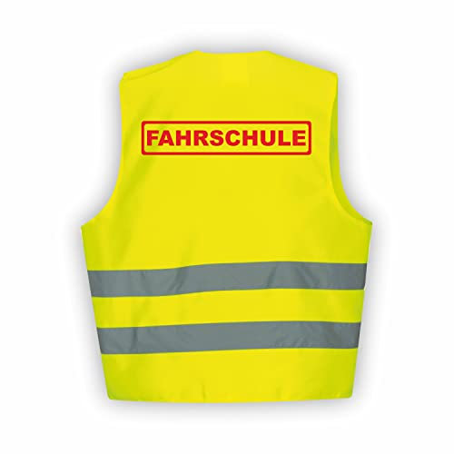 Fassbender-Druck WARNWESTEN - Sicherheitsweste GELB Warnweste nach EN ISO 20471 zertifiziert - Warn Weste für FAHRSCHULE - Unisex mit hochwertigem Reflektorstreifen (GELB I M/L I 1St.)