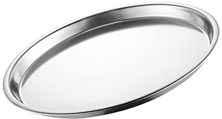 Luxshiny Dessert Trays Stainless Steel Dinner Plate Household Food Tray Food Serving Plate Round Serveware Platter for Home Restaurant Use 16X16X1. 3CM Fruit Tray Platter
