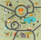 the carpet Happy Life Kinderzimmer, Kinderteppich, Spielteppich, Waschbar, Straßenteppich, Straße, Dschungel, Tiere, Auto, Grün, 200 x 200 cm Quadrat